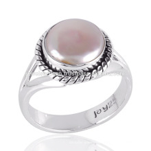 Pearl Cab Edelstein Einfache Design Handgefertigte Sterling Silber Ring für alle